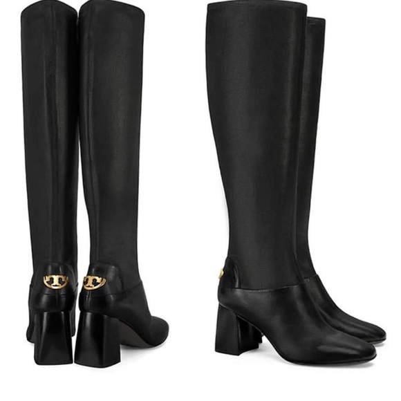 Tory Burch Shoes - Tory Burch Sidney Mid-Heel Stretch Leather Boots